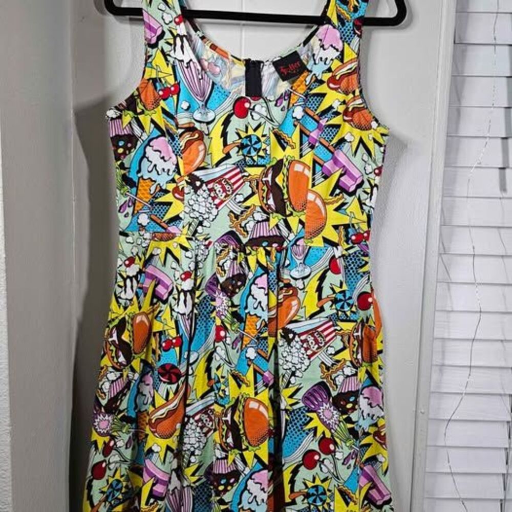 Vintage Modcloth Folter Snack Attack Good Enough To Eat Food Print Dress | Large